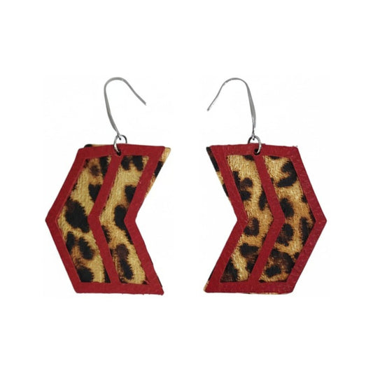Ruby Leopard Chevron Drop Earrings