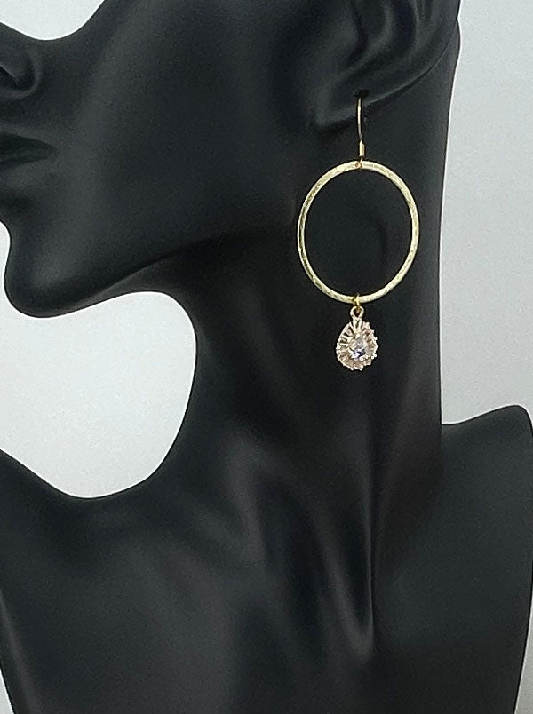 Golden Halo CZ Teardrop Hoop Earrings