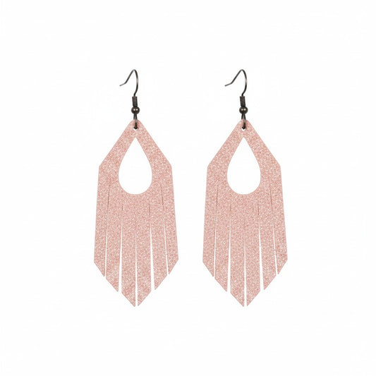 Pink Leather Frayed Earrings - E19-505