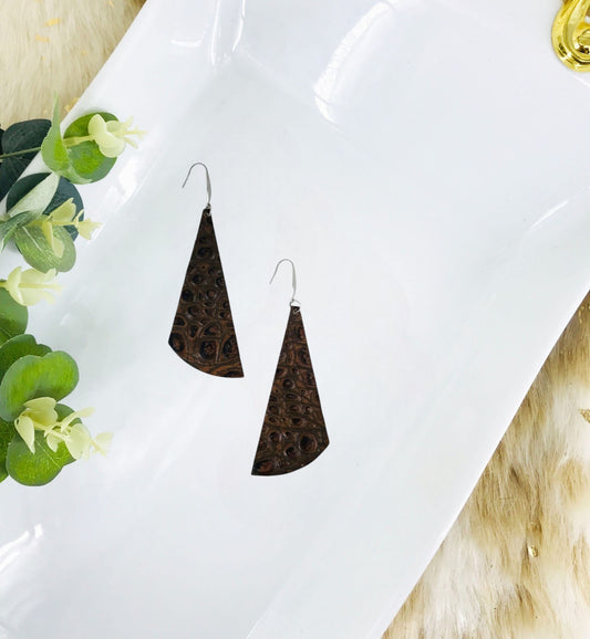 Chocolate Alligator Leather Earrings - E19-513