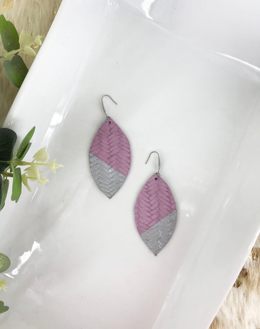 Purple Italian Leather Painted Earrings - E19-517