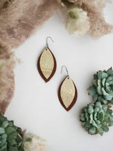 Load image into Gallery viewer, Cinnamon and Gold Leather Earrings - E19-572