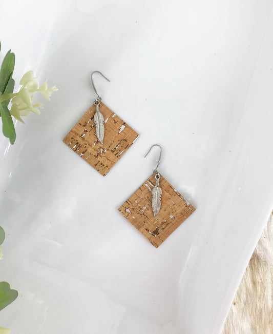 Silver Speckled Cork Earrings - E19-636