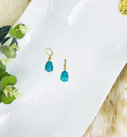 Genuine Gemstone Drop Earrings - E19-662