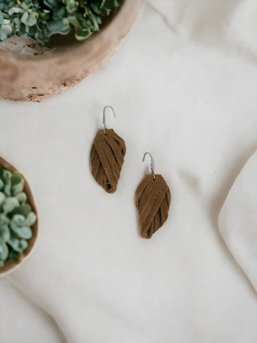 Brown Suede Leather Earrings - E19-683