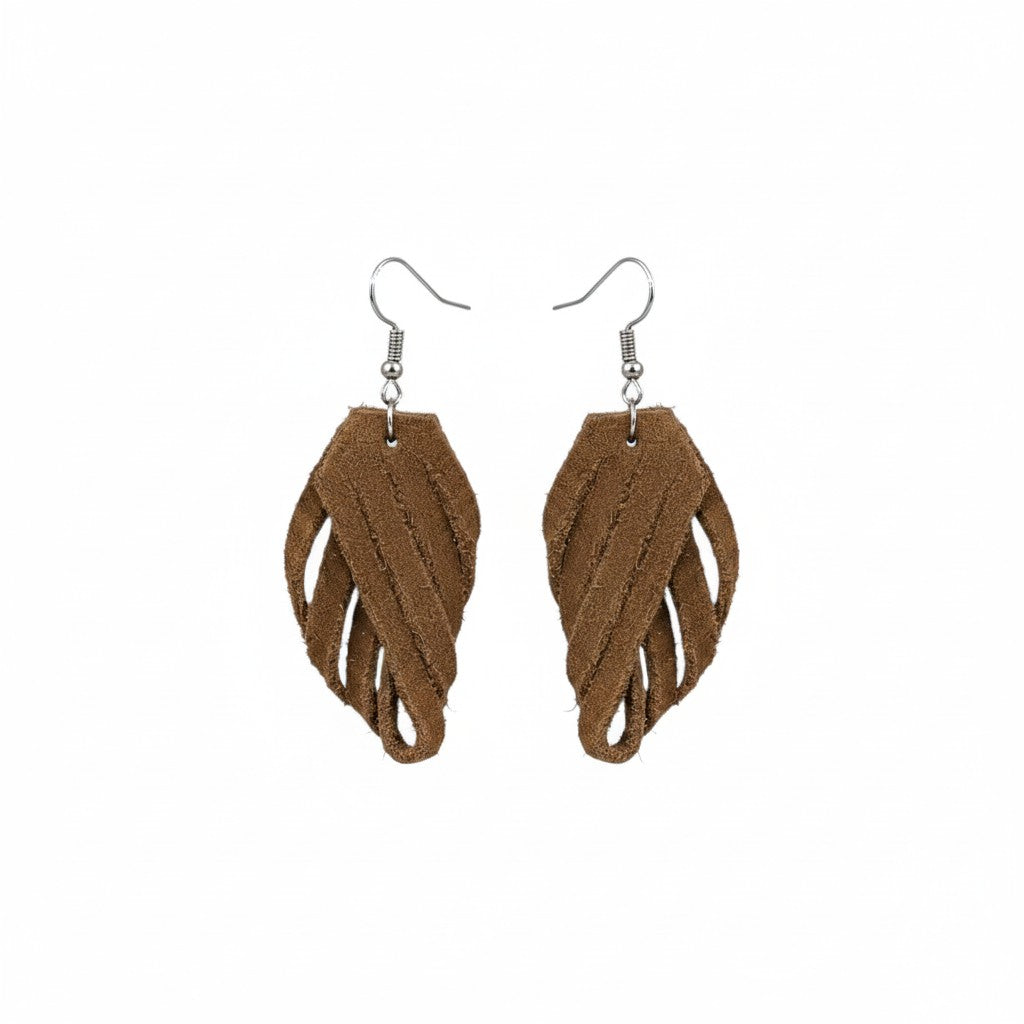 Brown Suede Loop Leather Earrings