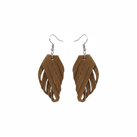 Brown Suede Loop Leather Earrings