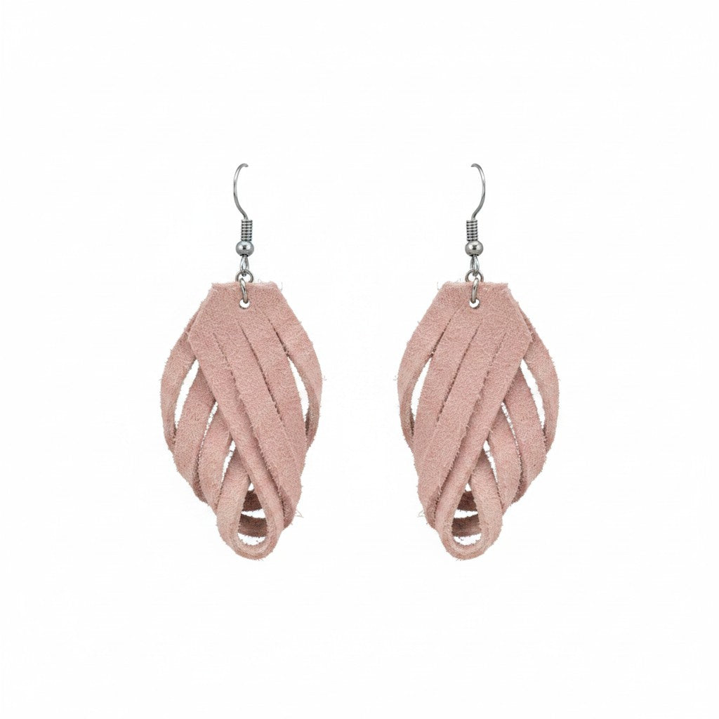 Pink Blush Suede Loop Leather Earrings