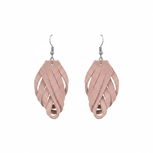 Pink Blush Suede Loop Leather Earrings