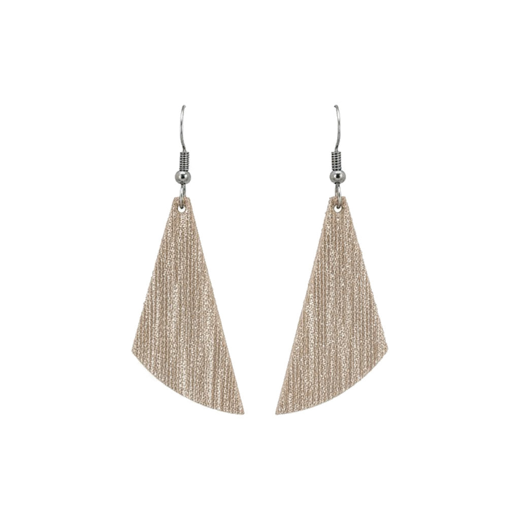 Lotion Pink Metallic Angled Leaf Leather Earrings