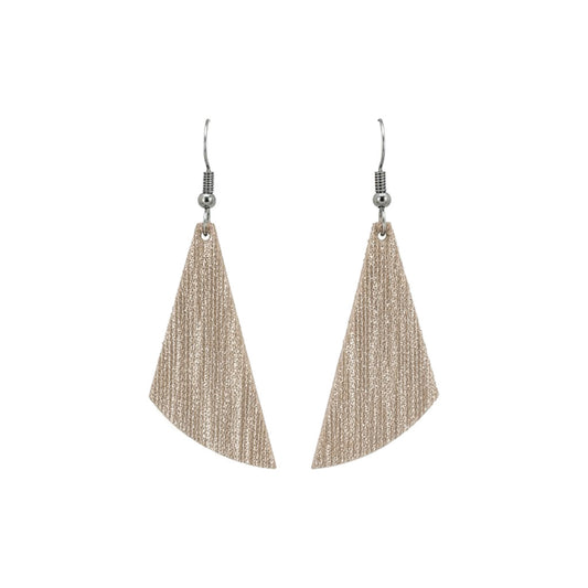 Lotion Pink Metallic Angled Leaf Leather Earrings