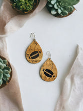 Load image into Gallery viewer, Genuine Leather and Cork Football Earrings - E19-696
