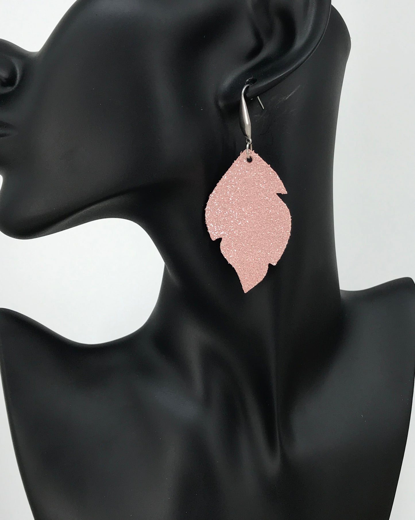 Silver on Pink Genuine Leather Earrings - E19-721