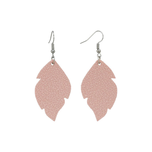 Pink Lemonade Dazzle Leaf Leather Earrings