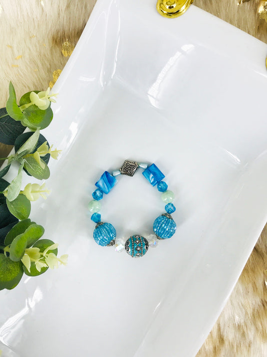 Big & Bold Collection Glass Bead Stretchy Bracelet - B723