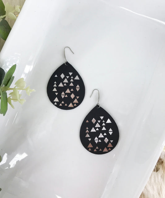 Genuine Black Leather Earrings - E19-772