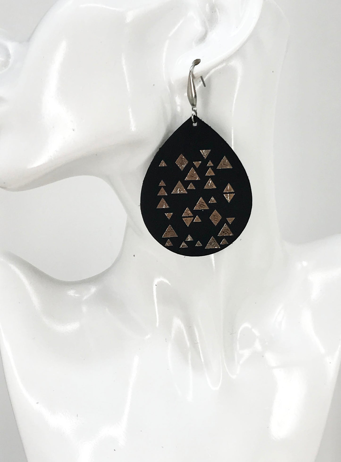 Genuine Black Leather Earrings - E19-772