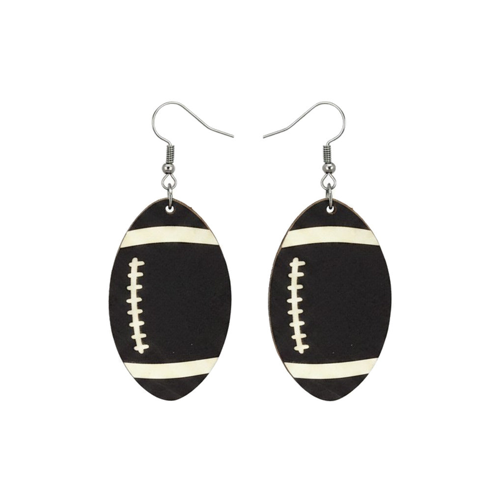 Brown Football Leather Earrings