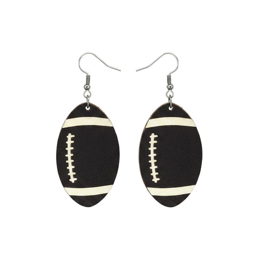 Brown Football Leather Earrings