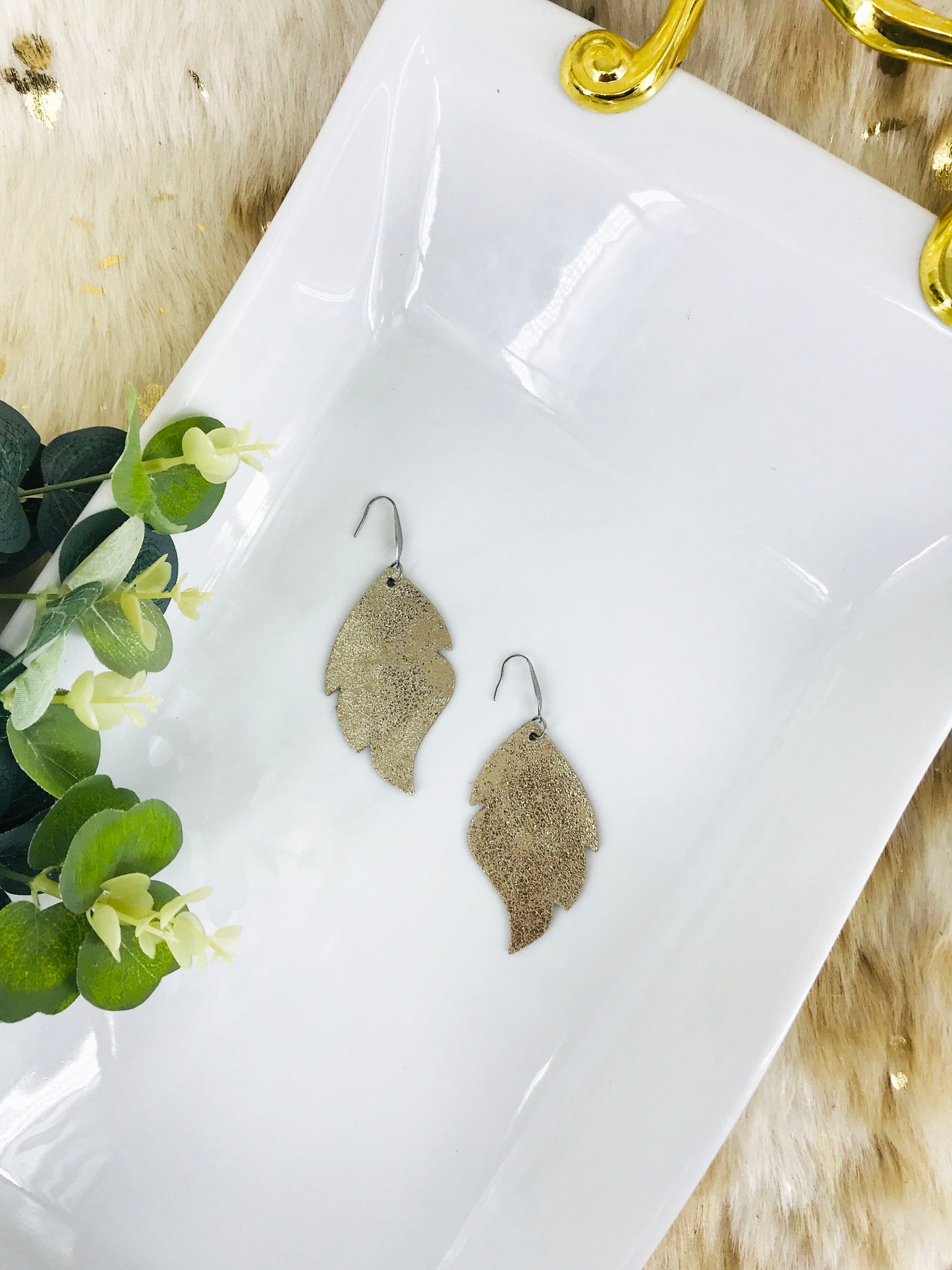 Genuine Platinum Leather Earrings - E19-779