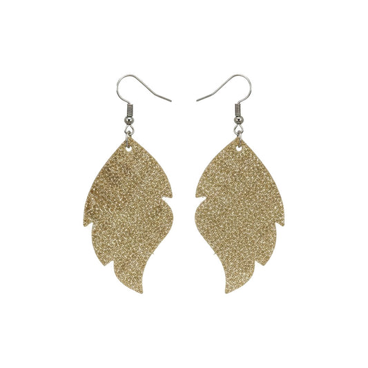 Platinum Crackle Leaf Leather Earrings