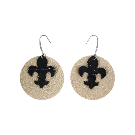 Golden Pearl Fleur De Lis Earrings