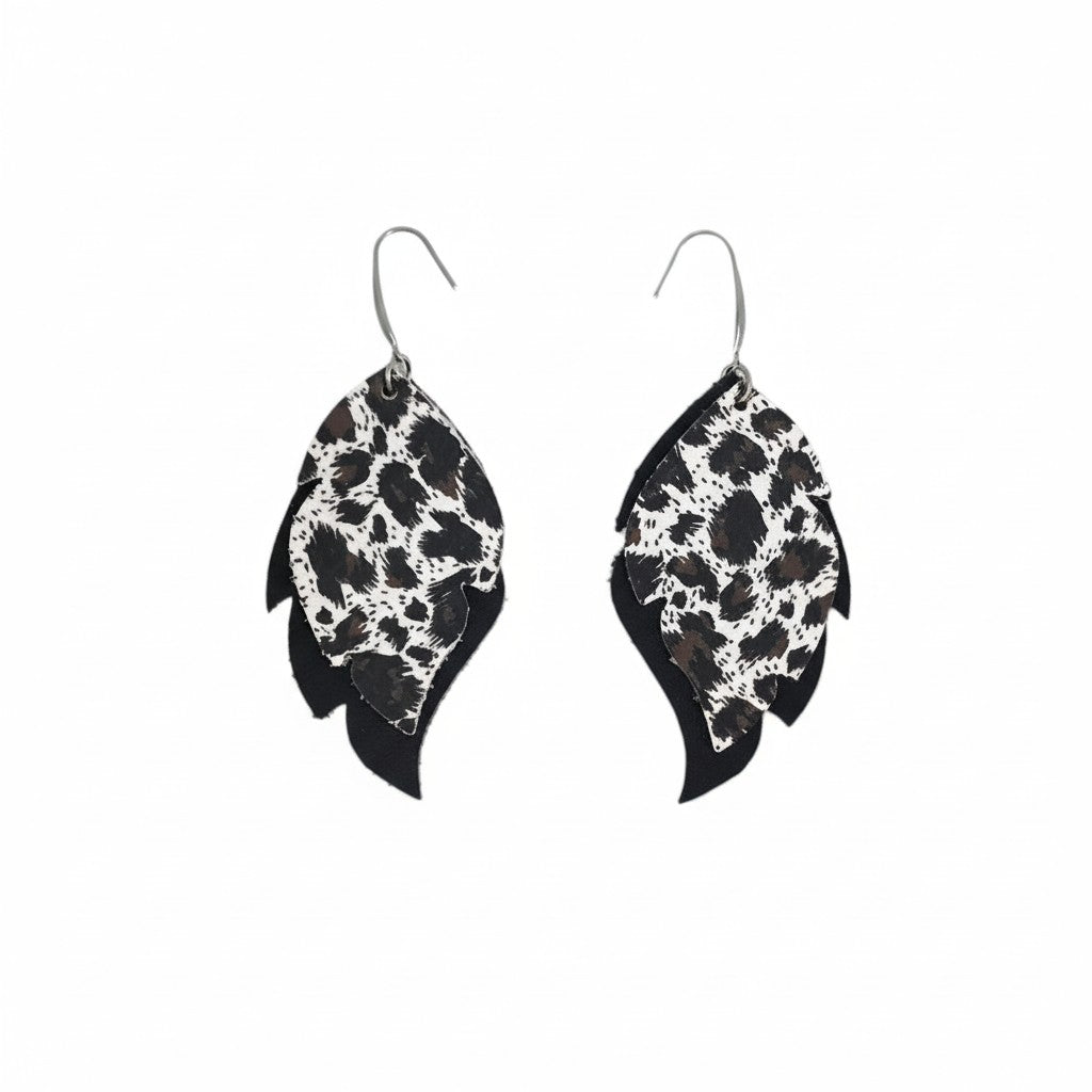Dusty Aqua Layered Leaf Earrings