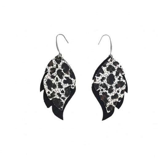 Dusty Aqua Layered Leaf Earrings