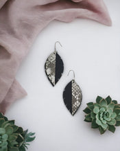 Load image into Gallery viewer, Genuine Black and Water Snake Leather Earrings - E19-814