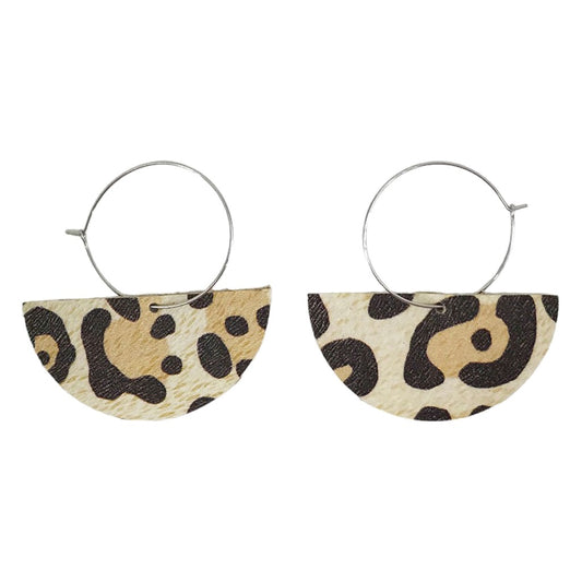 Almond Cheetah Hoop Earrings