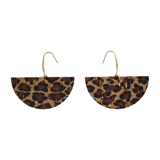 Golden Cheetah Half Moon Earrings