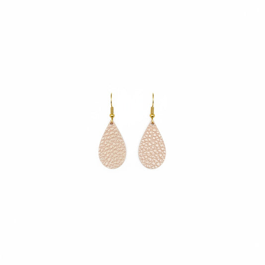 Blush Pink Gold Tipped Teardrop Leather Earrings