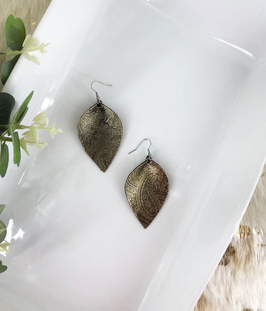 Genuine Embossed Leather Earrings - E19-854