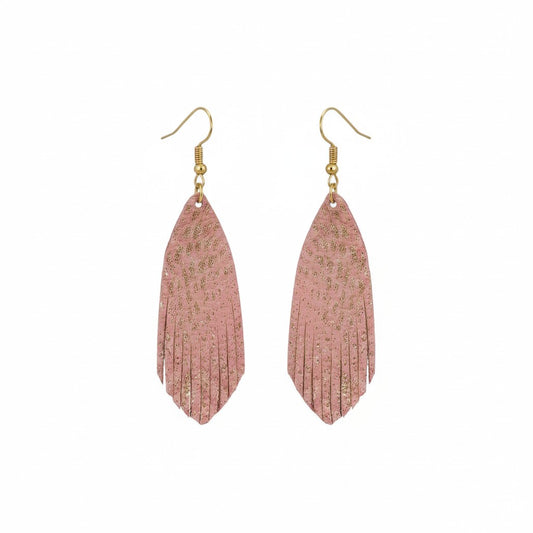 Rose Gold Dragon Fringe Leather Earrings