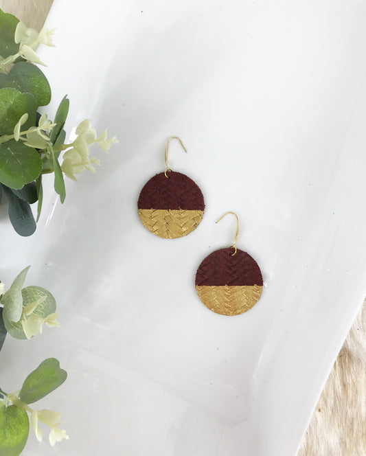 Burgundy Italian Fishtail Leather Earrings - E19-868