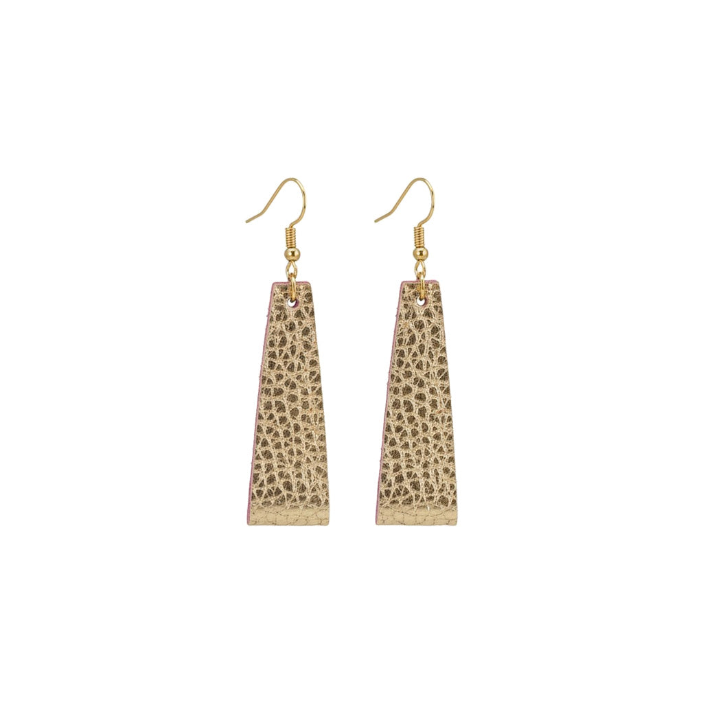 Gold Metallic Blush Bar Leather Earrings