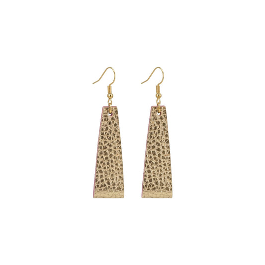 Gold Metallic Blush Bar Leather Earrings