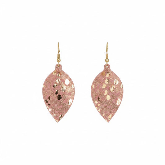 Pink Rose Gold Snake Leather Earrings