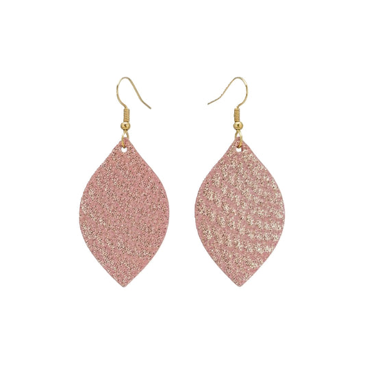 Rose Gold Dragon Leaf Leather Earrings