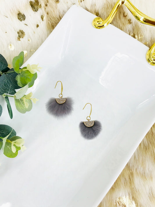 Mink Fur Fan Shaped Tassel Earrings - E19-884