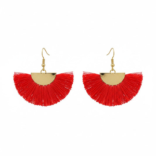 Red Fan Tassel Earrings