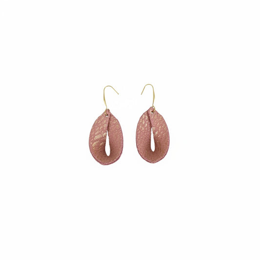 Rose Gold Dragon Loop Leather Earrings