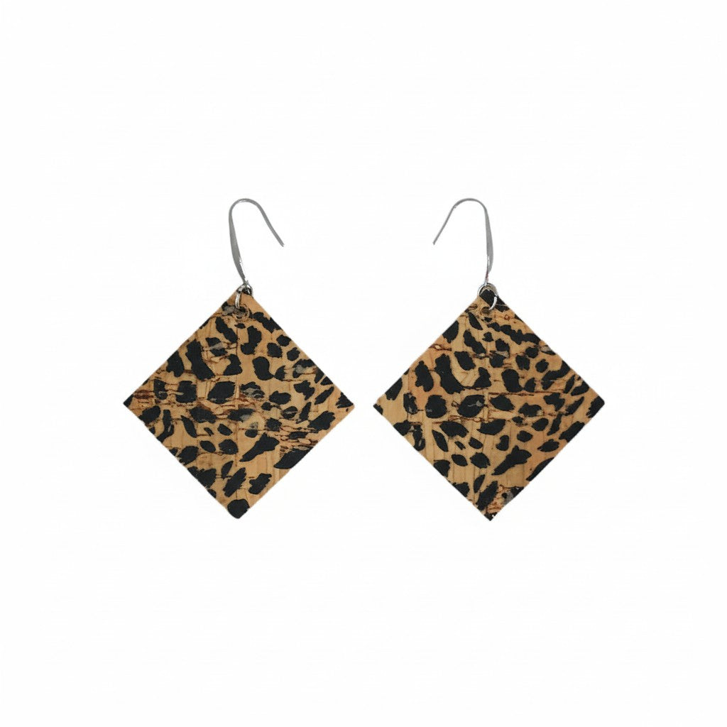 Spotted Cheetah Diamond Cork Earrings
