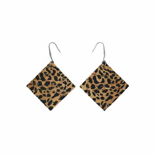 Spotted Cheetah Diamond Cork Earrings