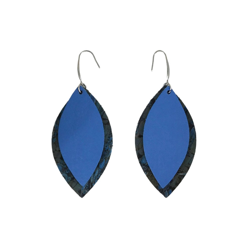 Blue Duchess Cork & Leather Earrings