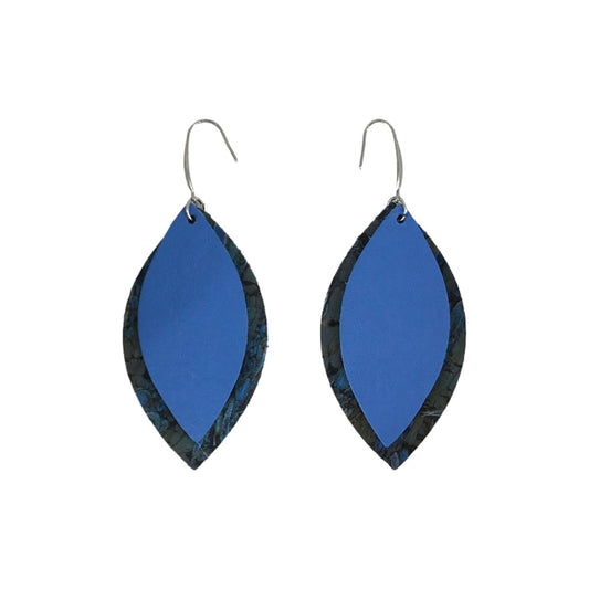 Blue Duchess Cork & Leather Earrings