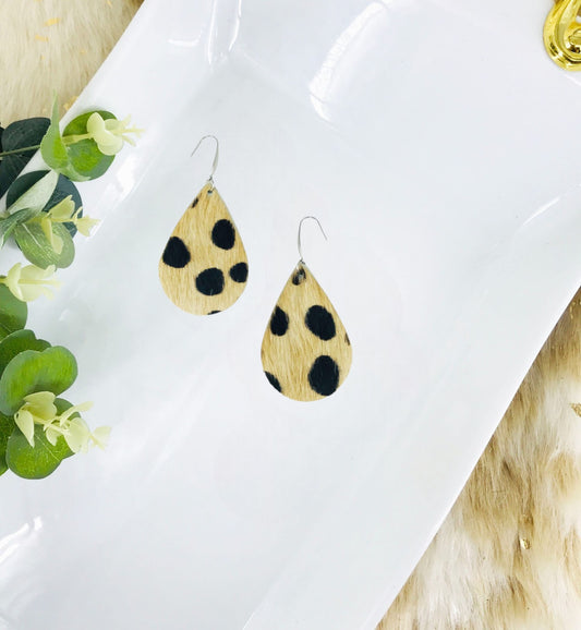 Hair On Beige Cheetah Leather Earrings - E19-974