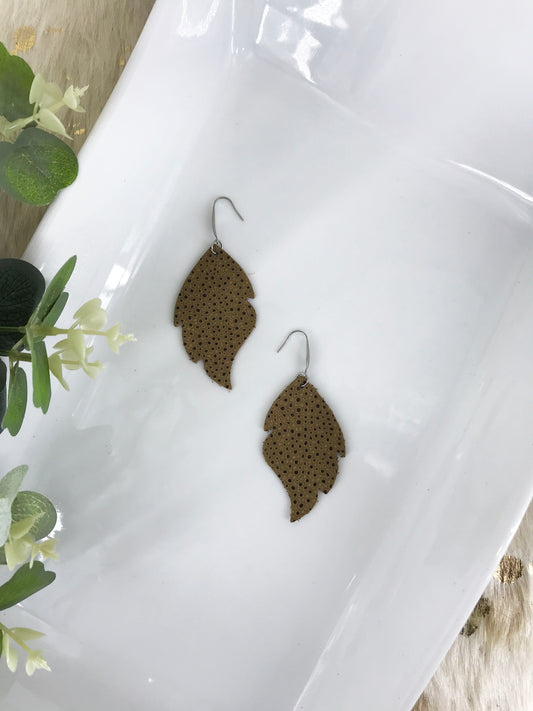 Brown Textured Leather Earrings - E19-998
