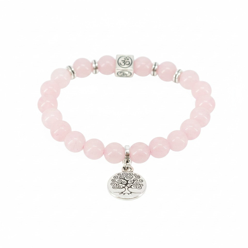 Natural Gemstone Bead Stretch Bracelets with Tree of Life Charm