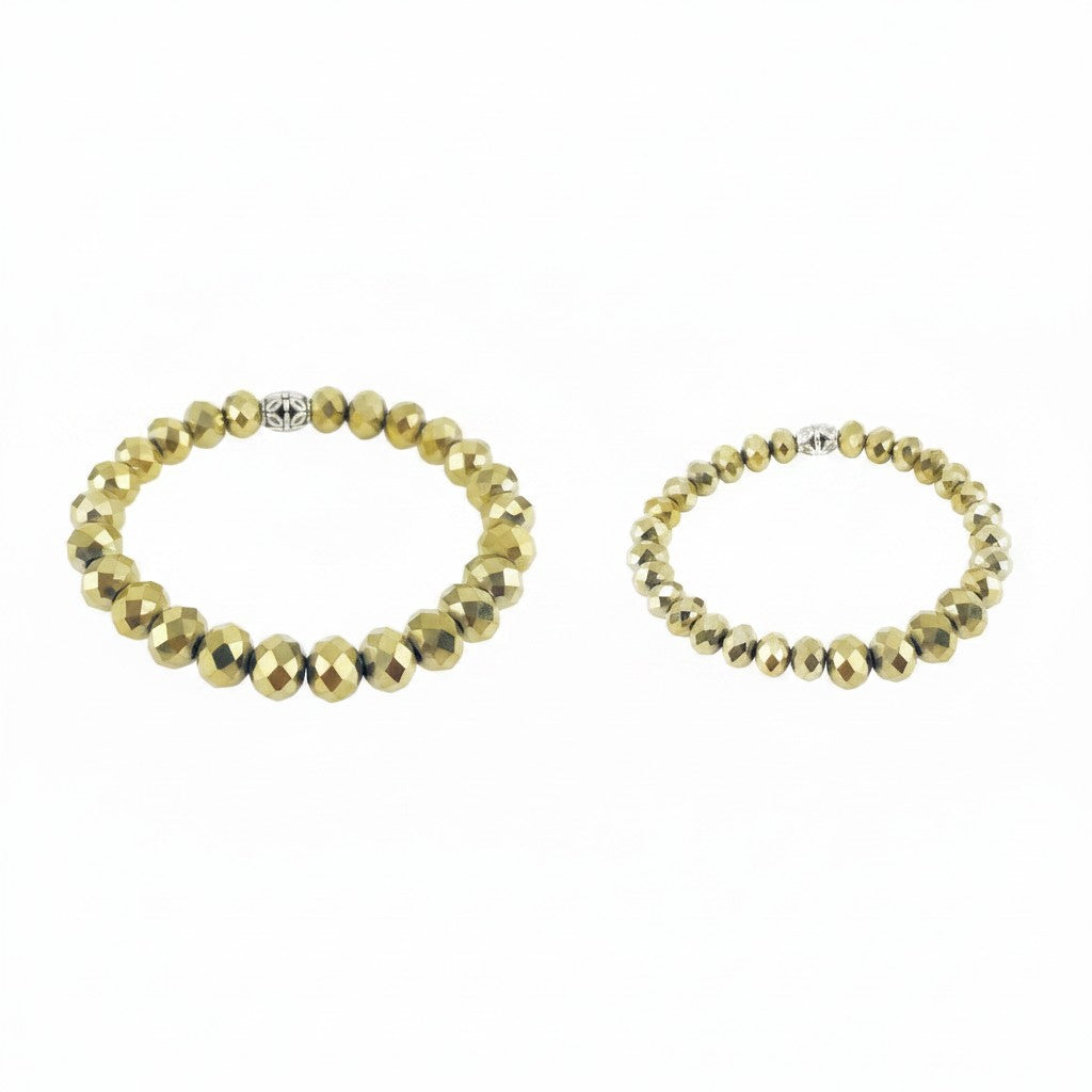 Metallic Gold Glass Bead Stretchy Bracelet